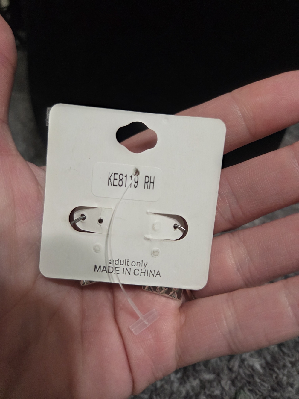 Silver Rectangular Hoop Earrings - Picture 3 of 3